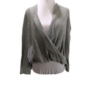 Christopher & Banks Sweatshirt Waffle Knit Cross Front Open Women's Size Small